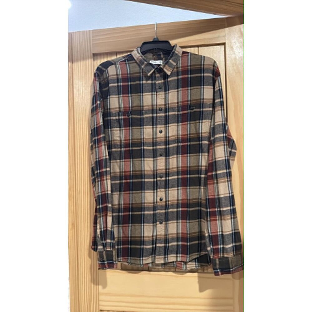 Sonoma Mens Long Sleeve Plaid Flannel Shirt XXL Black and Brown